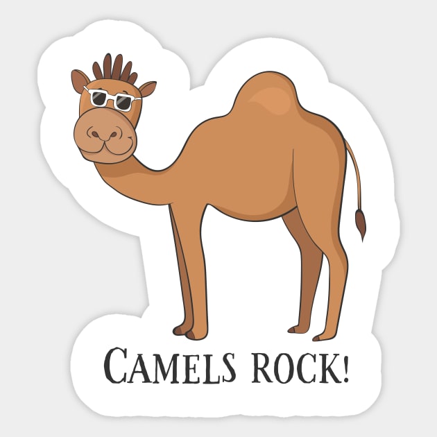 Camels Rock, Funny Cute Camel Sticker by Dreamy Panda Designs